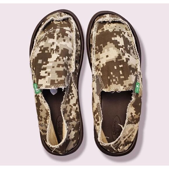 Sanuk Vagabond Slip On Canvas Sidewalk Surfers Shoes Size 5 US Digital Camo - Picture 6 of 8
